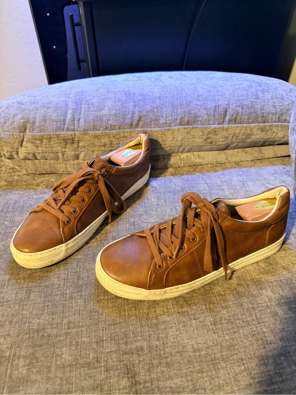 Old Navy Men’s Court Sneaker Brown Faux Leather Lace Up Shoes Size 10
